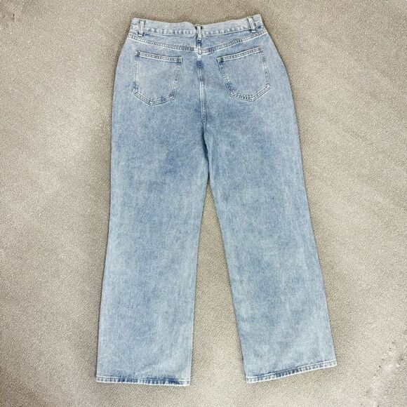 Cider Distressed Patchwork Wide Leg Crop Jeans Blue XL 10 - Picture 5 of 15